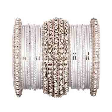 T4 Jewels Golden Chakri shining bangle set for women All Silver All Bangle Sets T4 Jewels