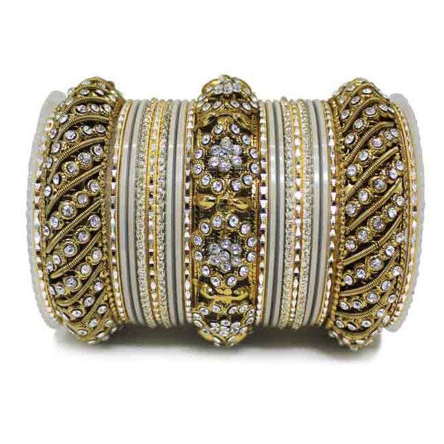 Solid Colored Bangle Set For One Hand Grey All Bangle Sets T4 Jewels