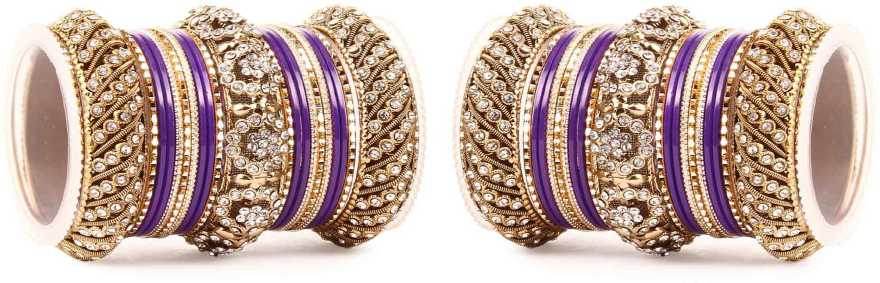 Set of 2 Solid Colored Bangle Set Purple All Bangle Sets T4 Jewels