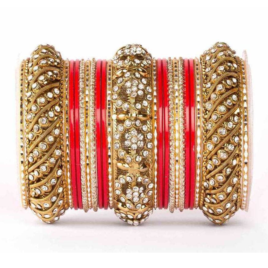 Solid Colored Bangle Set For One Hand Red All Bangle Sets T4 Jewels