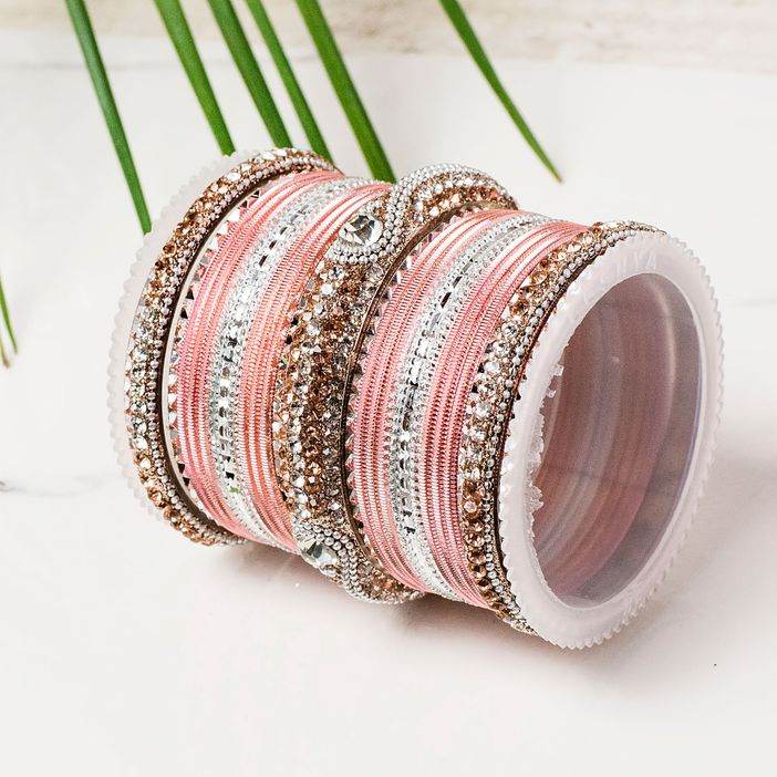Set of 54 Shinning Metal Lac bangle set by T4 Jewels Gajri All Bangle Sets T4 Jewels