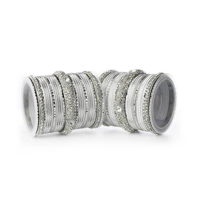 Set of 54 Shinning Metal Lac bangle set by T4 Jewels Silver All Bangle Sets T4 Jewels