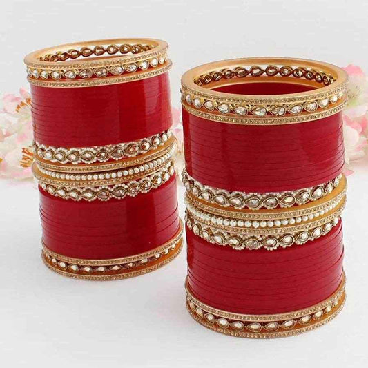 T4 Jewels Bridal Chuda With White Kada & Patti-Availbale In Many Colors (CH10Z) Bridal Chuda T4 Jewels