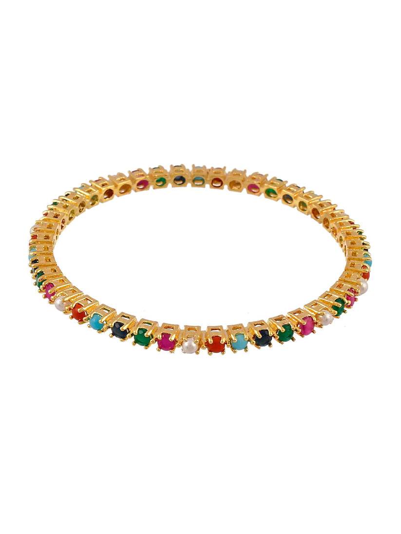 Gold plated AD Multicolor Handcrafted set of 2 Bangles (AD-0010) AD Bangles T4 Jewels