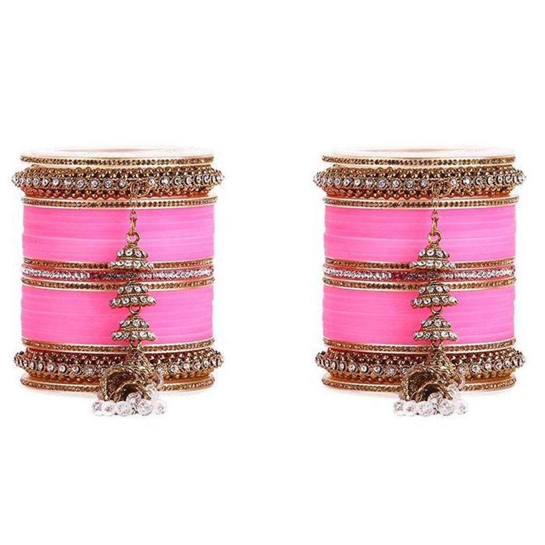 Beautiful Marriage Chura With Jhumki And Latkan Baby Pink Bridal Chuda T4 Jewels