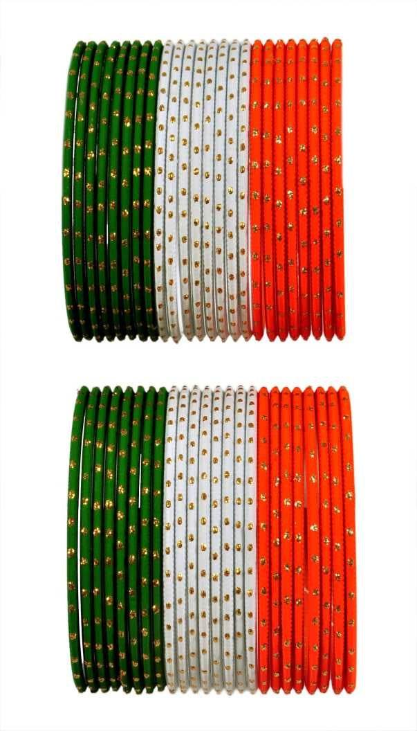 T4 Jewels Dotted Tricolor Bangle Set (Pack Of 48) Tricolor Bangles T4 Jewels