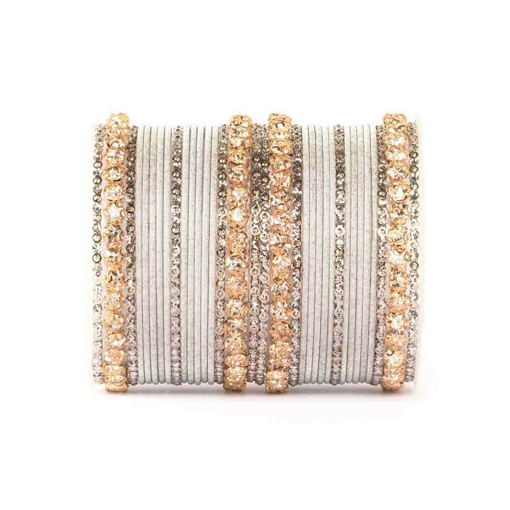 Beautiful Shimmering Brass Bangle Set White All Bangle Sets T4 Jewels