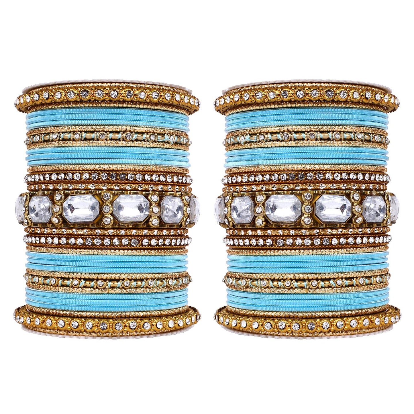 Set of 2 Beautiful Colored Bangle Set With Big Kundan Stone Surf All Bangle Sets T4 Jewels