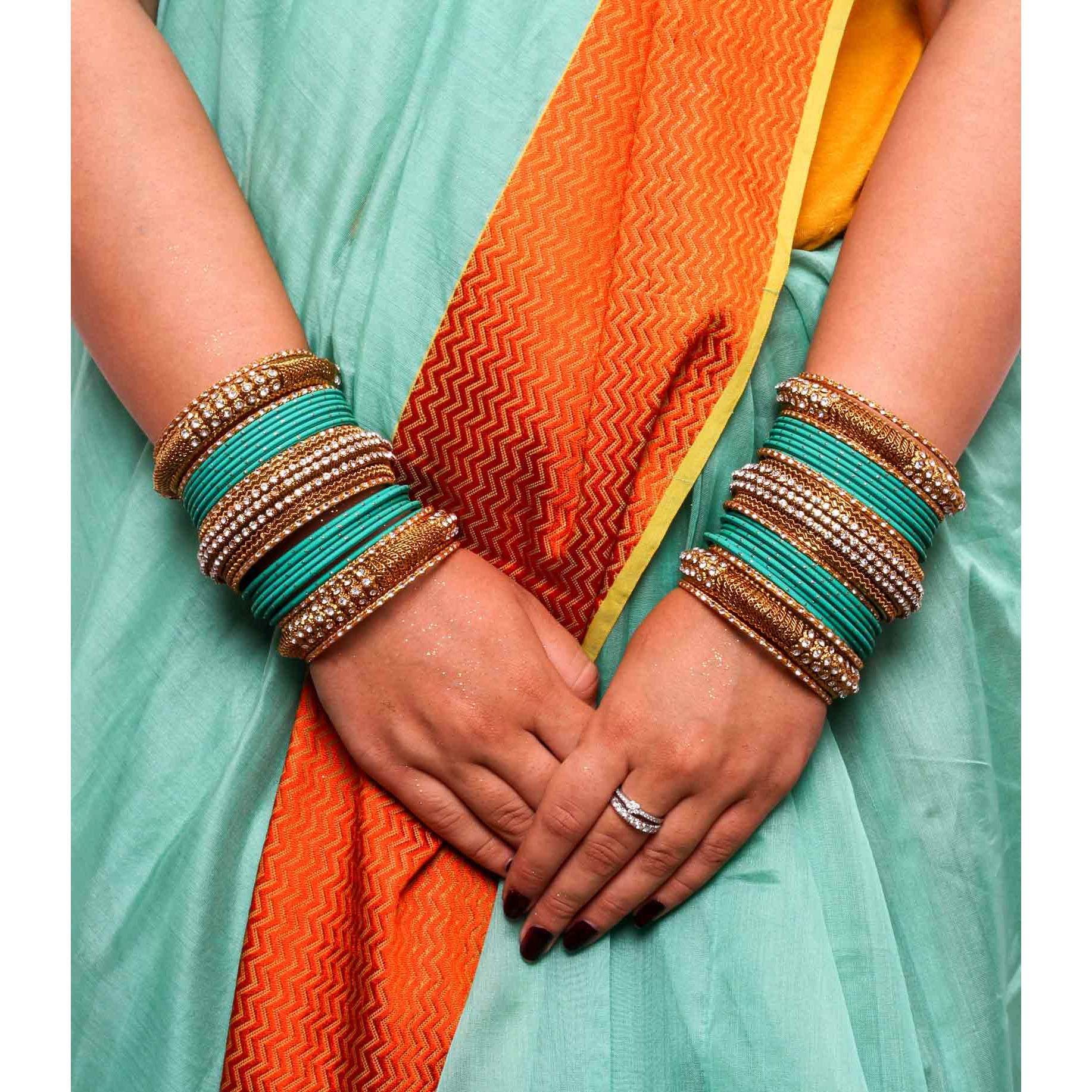 Set of 2 Bridal Jaali Work Bangle Set Radium All Bangle Sets T4 Jewels