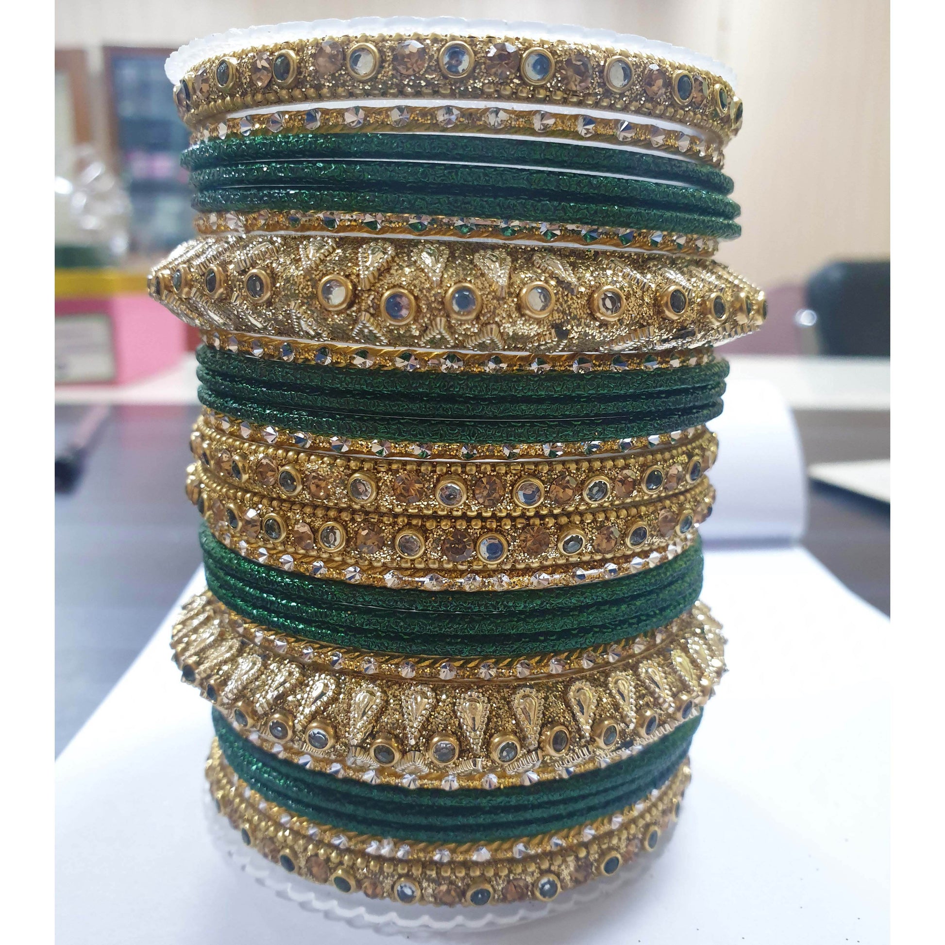Traditional Colored Kundan Work Bangle Set For Two Hands Kai All Bangle Sets T4 Jewels