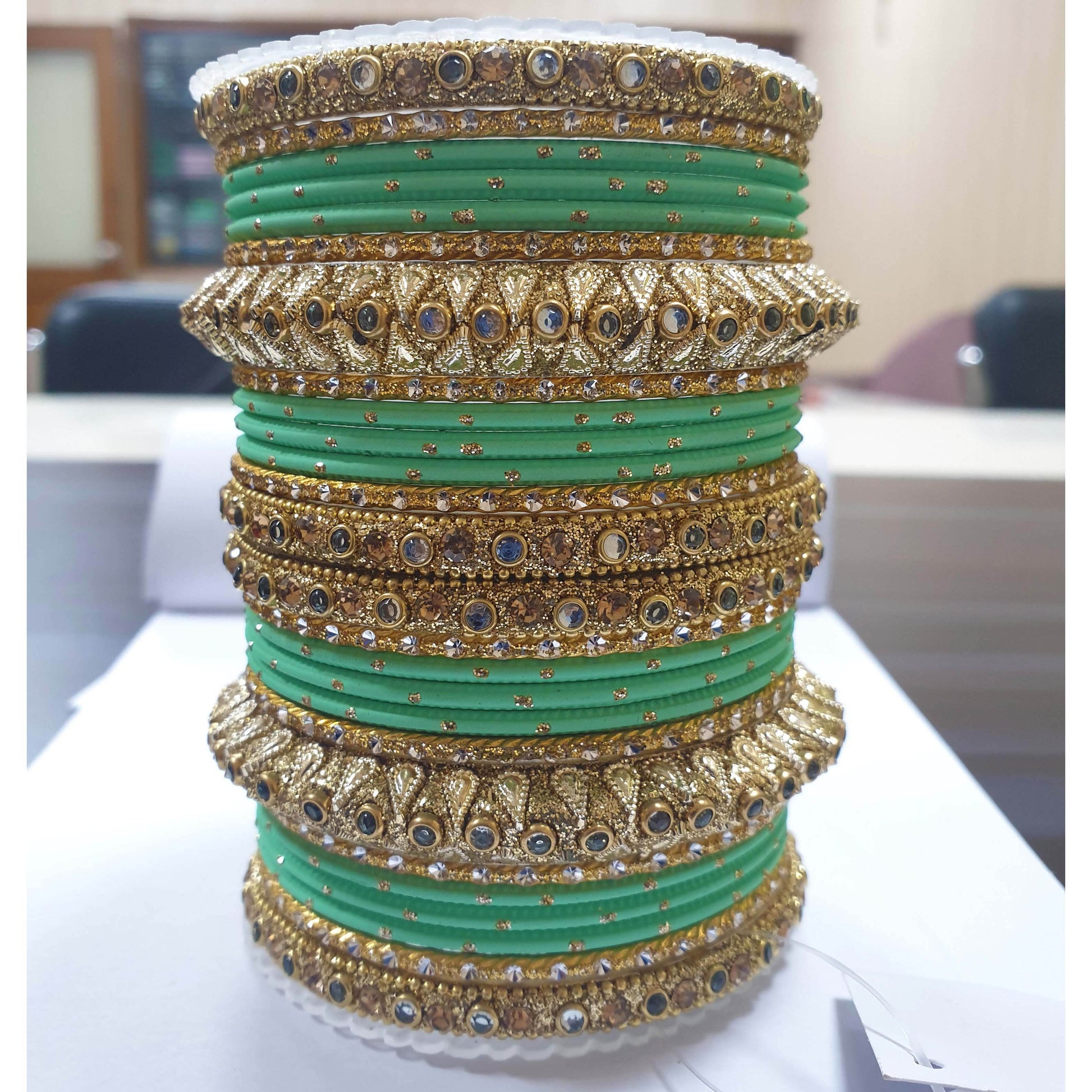 Traditional Colored Kundan Work Bangle Set For Two Hands Santro All Bangle Sets T4 Jewels