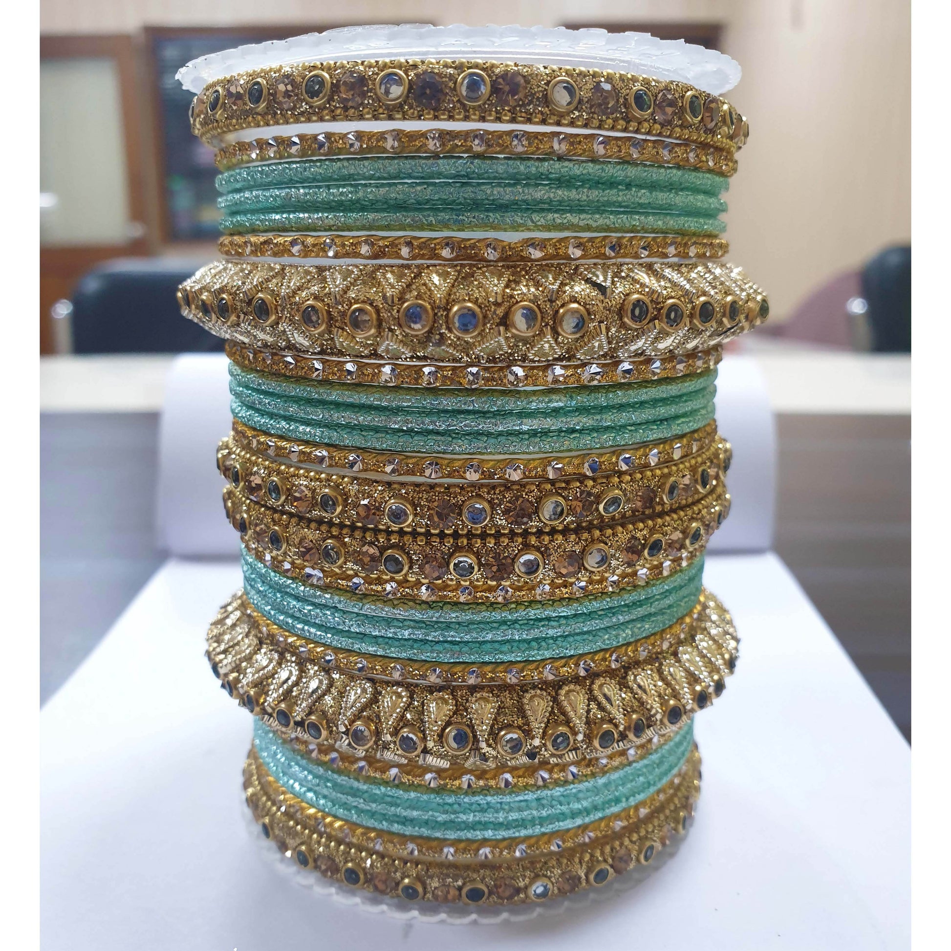 Traditional Colored Kundan Work Bangle Set For Two Hands Surf All Bangle Sets T4 Jewels