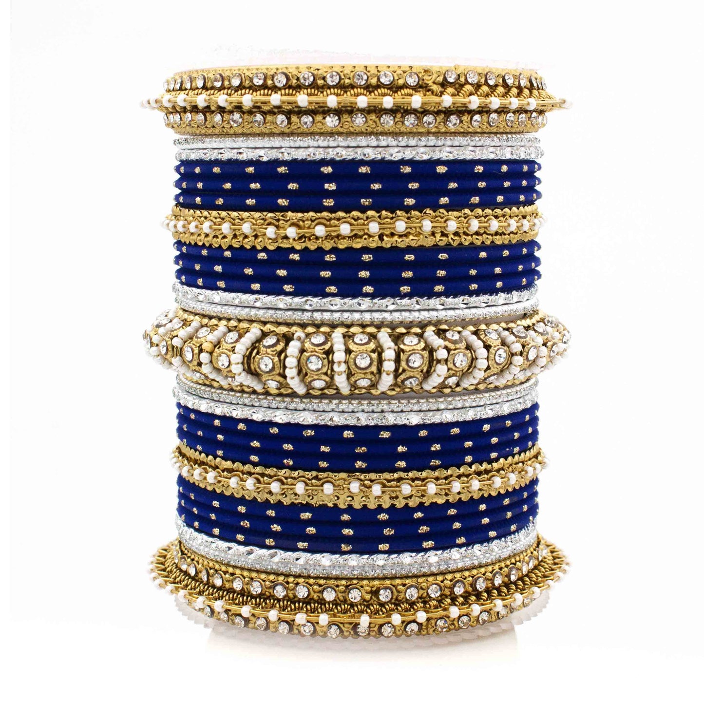 Beautiful Dotted Bangle And Pearl Bangle Set Blue All Bangle Sets T4 Jewels