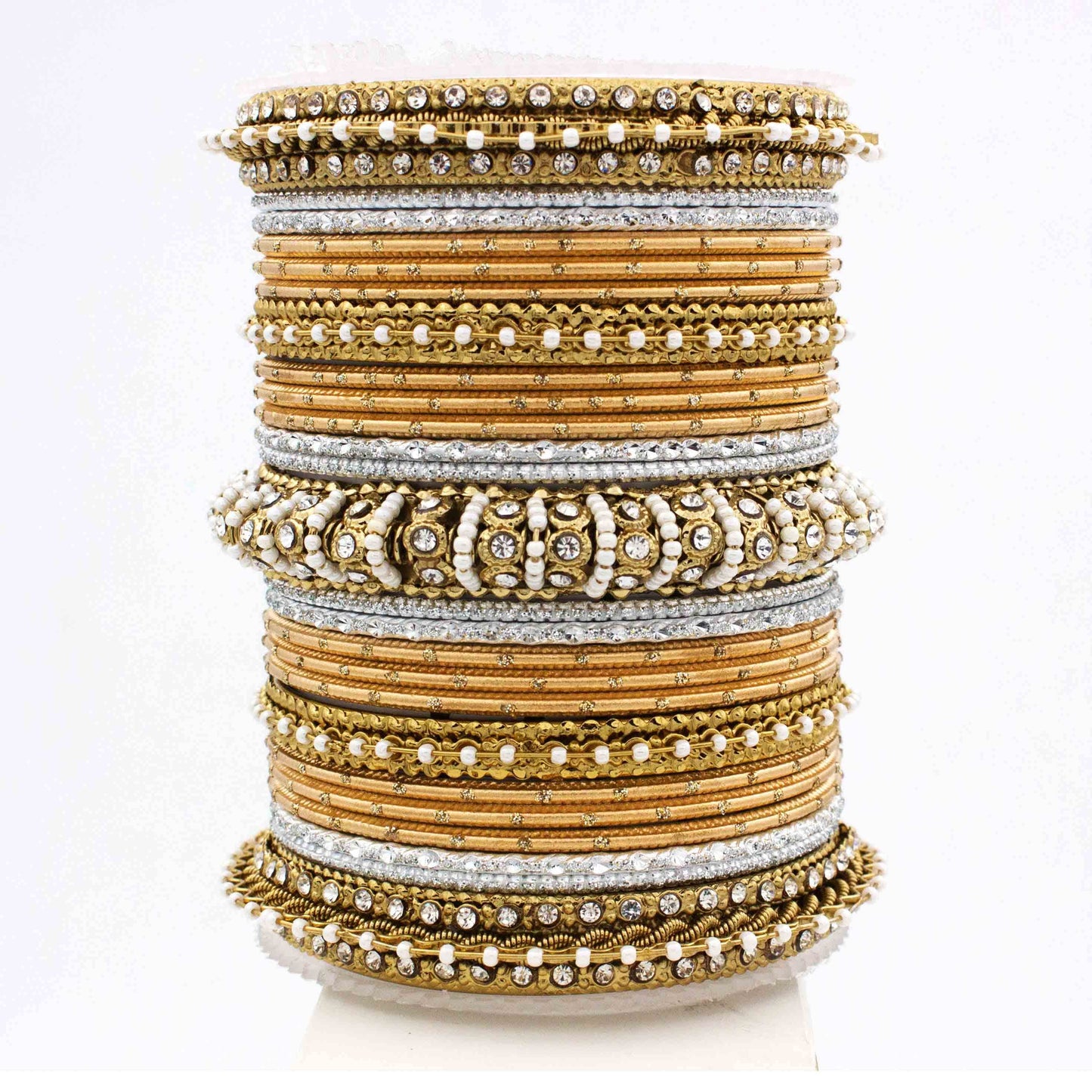 Beautiful Dotted Bangle And Pearl Bangle Set Golden All Bangle Sets T4 Jewels