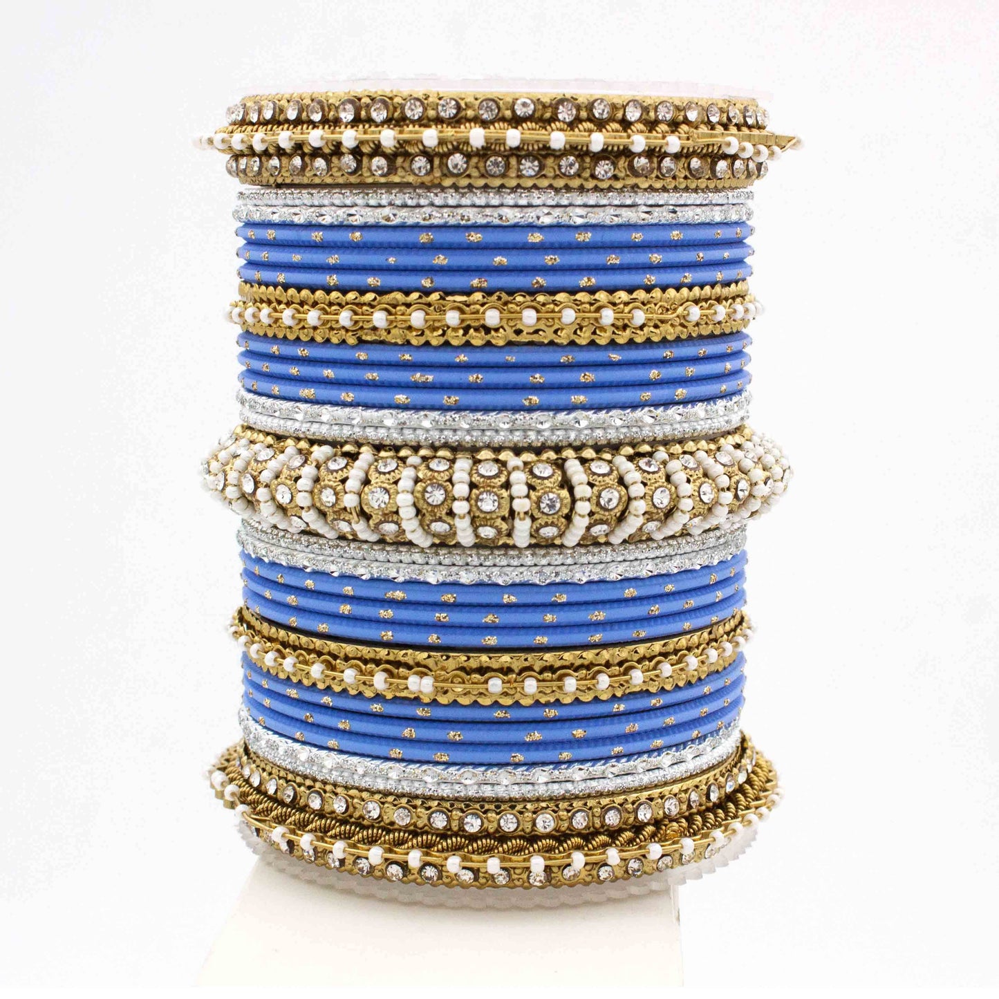 Beautiful Dotted Bangle And Pearl Bangle Set Lavender All Bangle Sets T4 Jewels