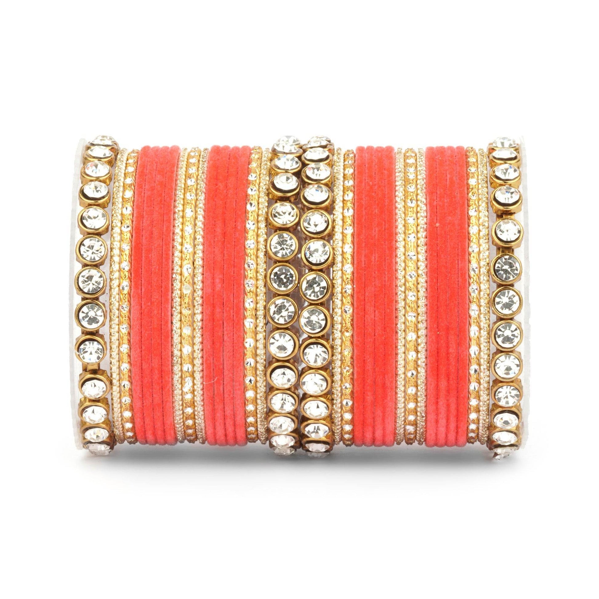 Traditional Velvet Bangle Set by T4 Jewels with Stone Kadas for Women Gajri All Bangle Sets T4 Jewels