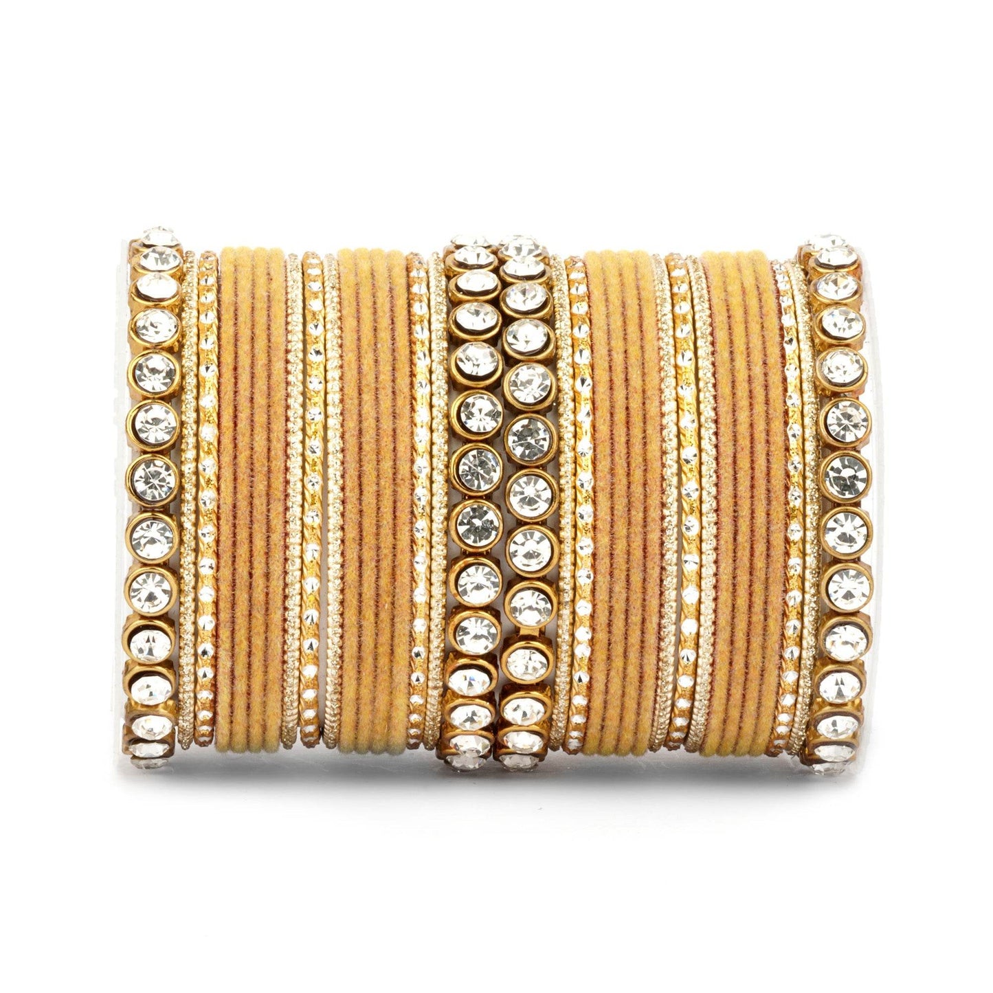 Traditional Velvet Bangle Set by T4 Jewels with Stone Kadas for Women Golden All Bangle Sets T4 Jewels
