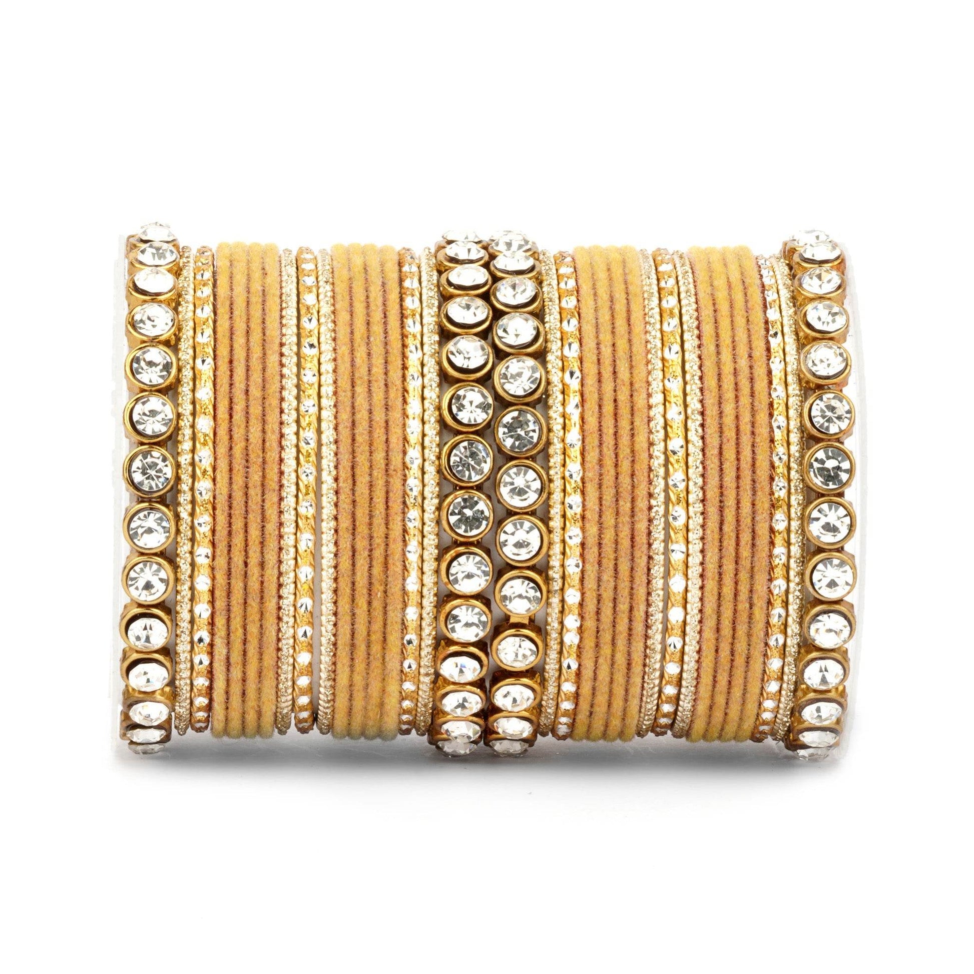 Traditional Velvet Bangle Set by T4 Jewels with Stone Kadas for Women Golden All Bangle Sets T4 Jewels