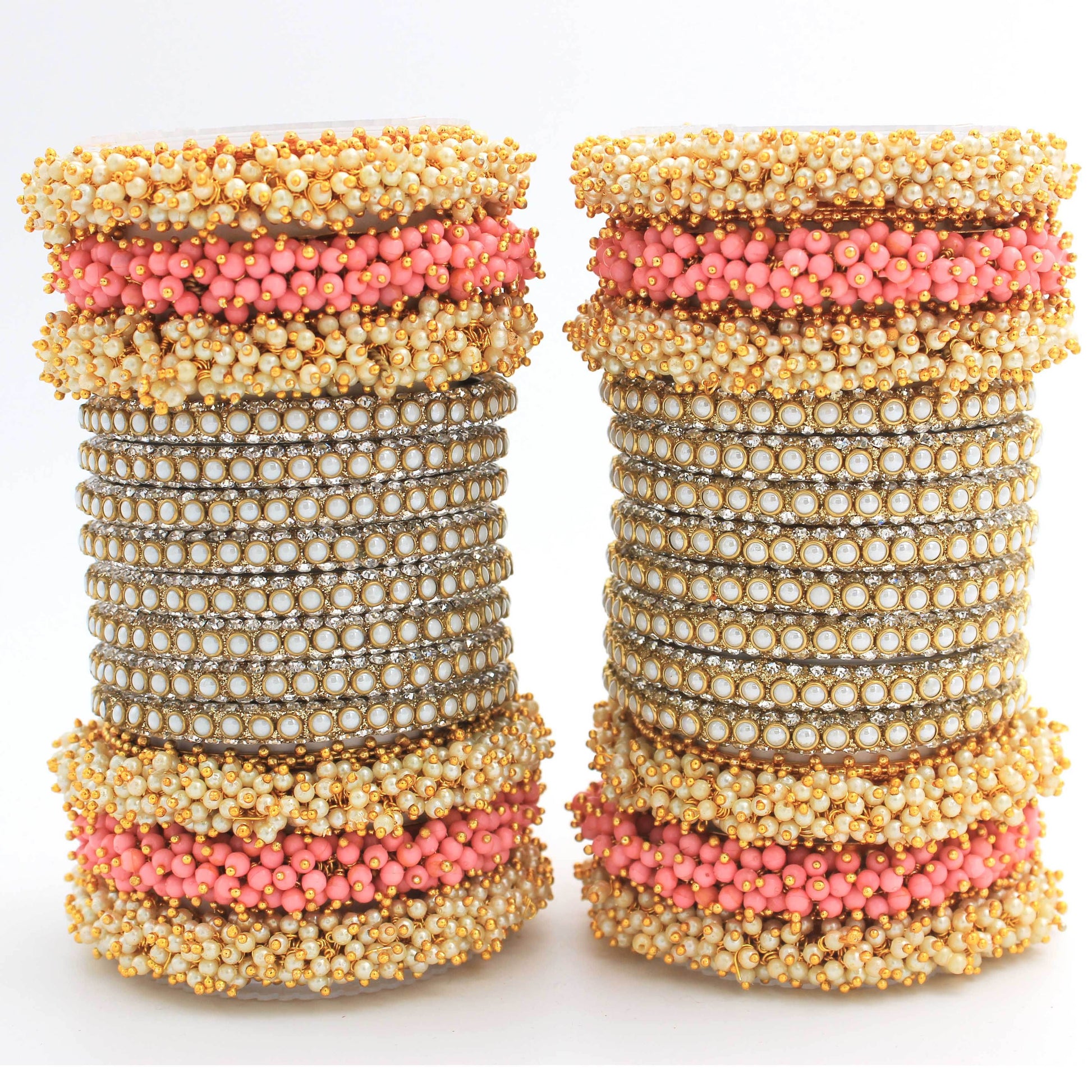 Set of 2 Lac Bridal Bangle sets by T4 Jewels Baby Pink All Bangle Sets T4 Jewels