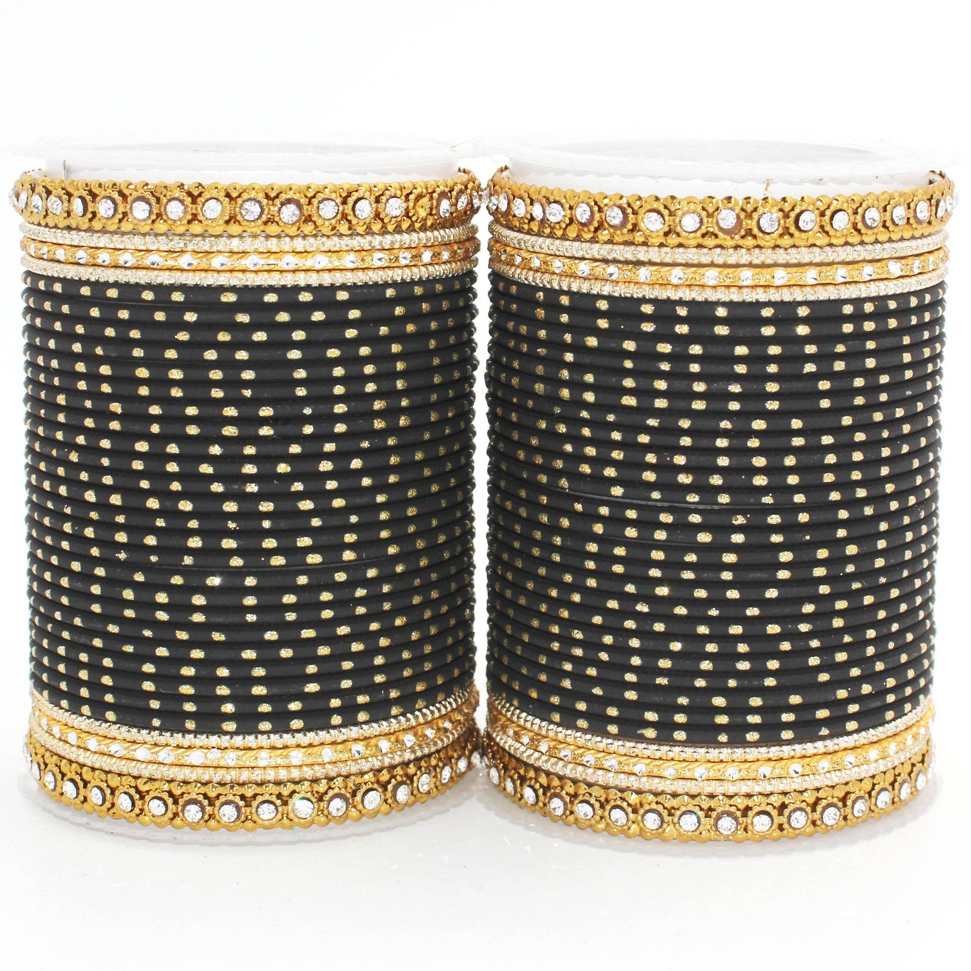 Set of 2 Traditional Partywear bangle sets for women by T4 Jewels Black All Bangle Sets T4 Jewels