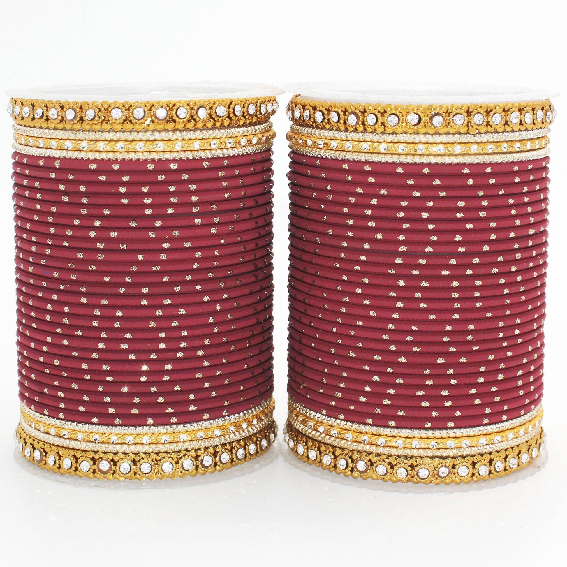 Set of 2 Traditional Partywear bangle sets for women by T4 Jewels Maroon All Bangle Sets T4 Jewels