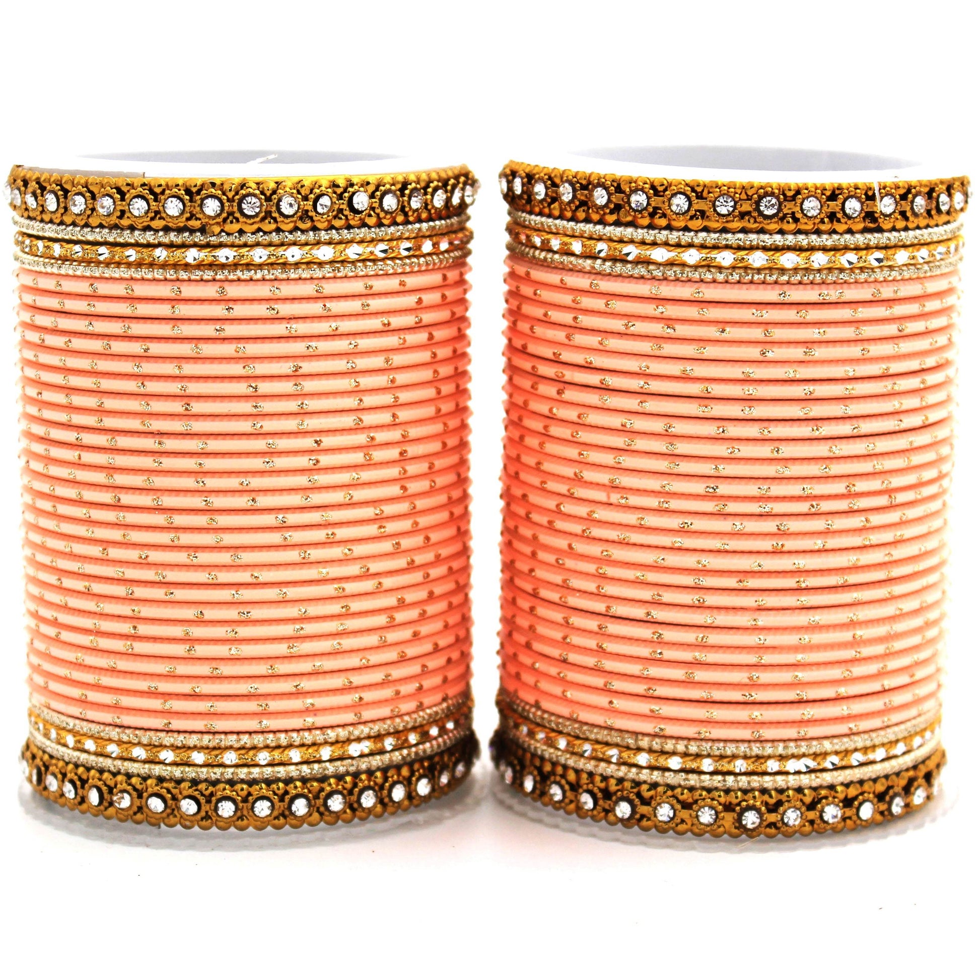 Set of 2 Traditional Partywear bangle sets for women by T4 Jewels Peach All Bangle Sets T4 Jewels