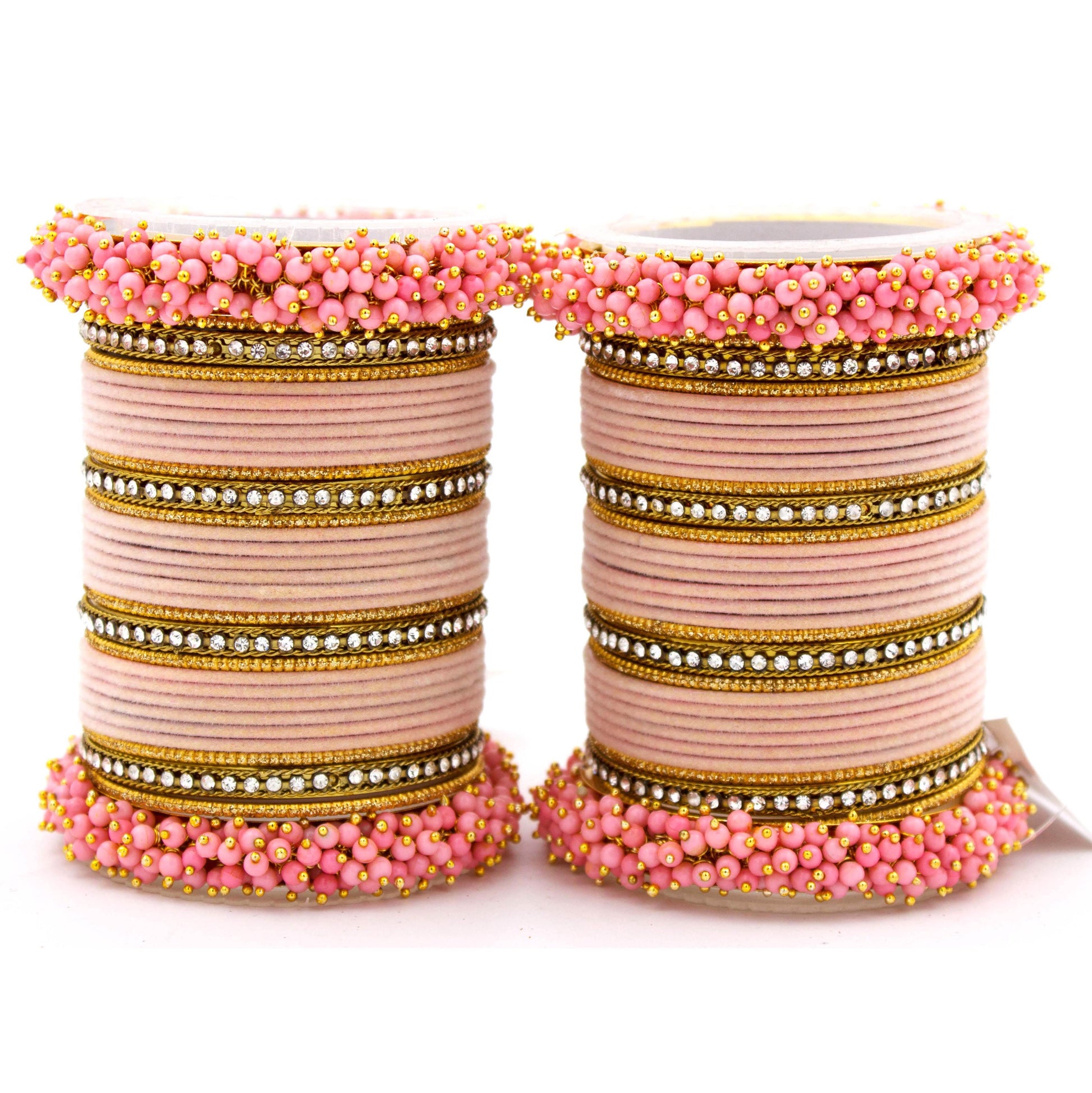 Set of 2 Fancy Bridal Bangle sets by T4 Jewels Baby Pink All Bangle Sets T4 Jewels
