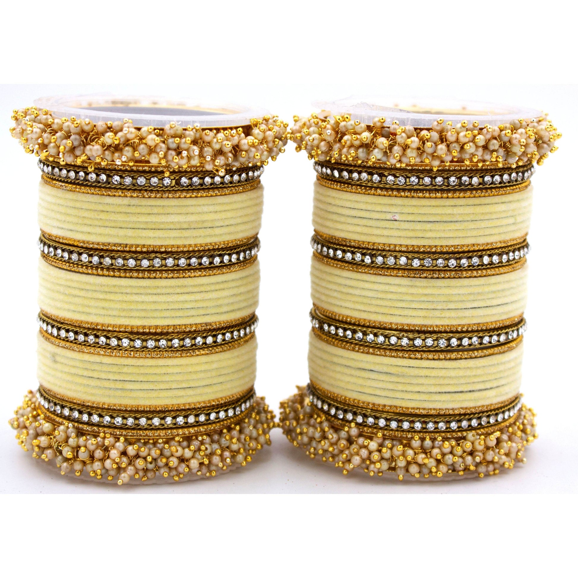 Set of 2 Fancy Bridal Bangle sets by T4 Jewels Beige All Bangle Sets T4 Jewels