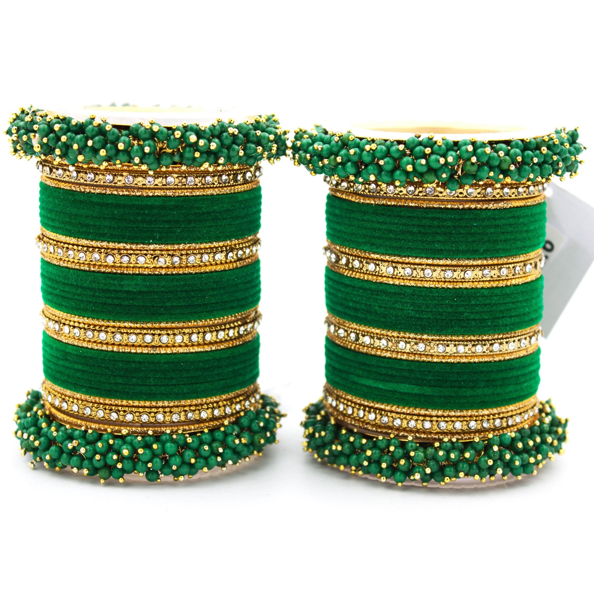 Set of 2 Fancy Bridal Bangle sets by T4 Jewels Dark Green All Bangle Sets T4 Jewels
