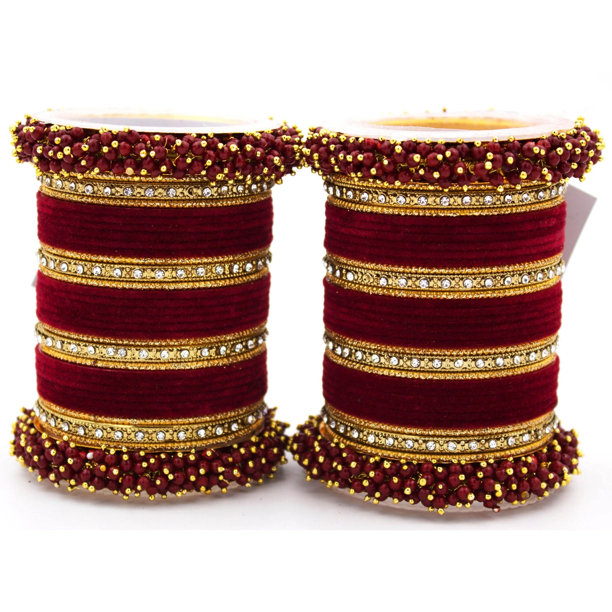 Set of 2 Fancy Bridal Bangle sets by T4 Jewels Maroon All Bangle Sets T4 Jewels