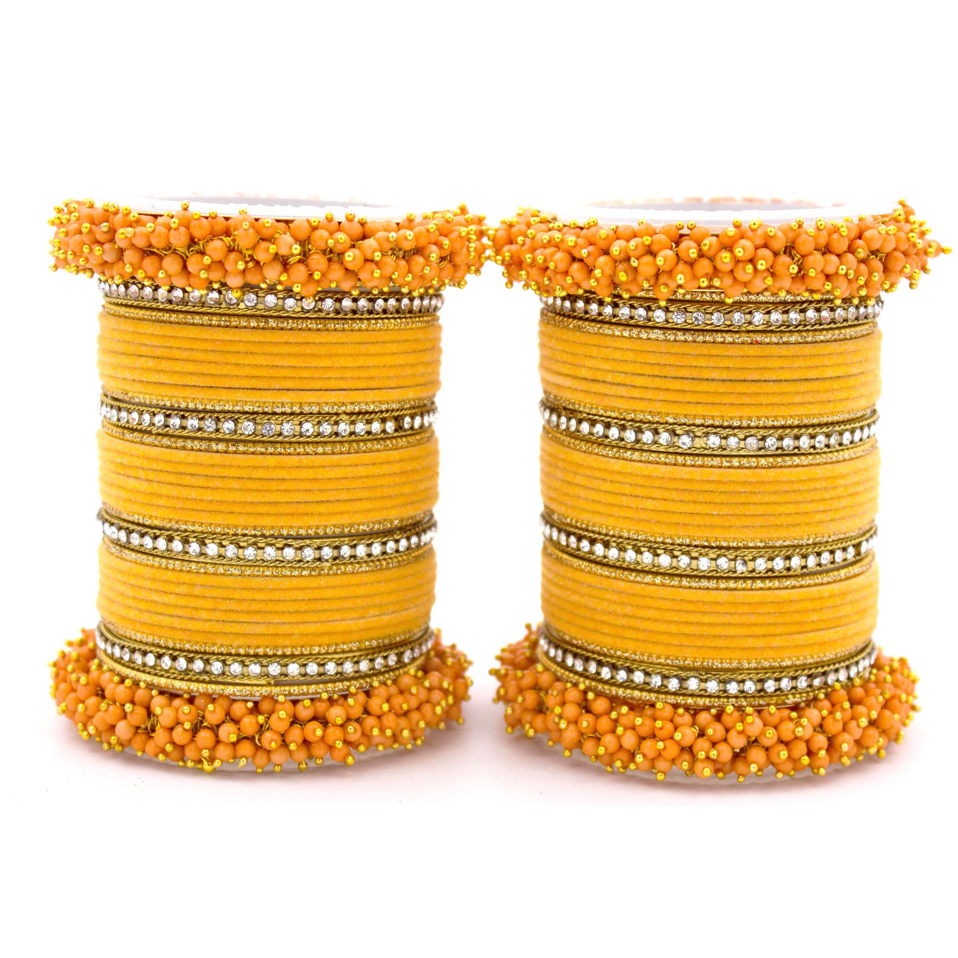 Set of 2 Fancy Bridal Bangle sets by T4 Jewels Orange All Bangle Sets T4 Jewels