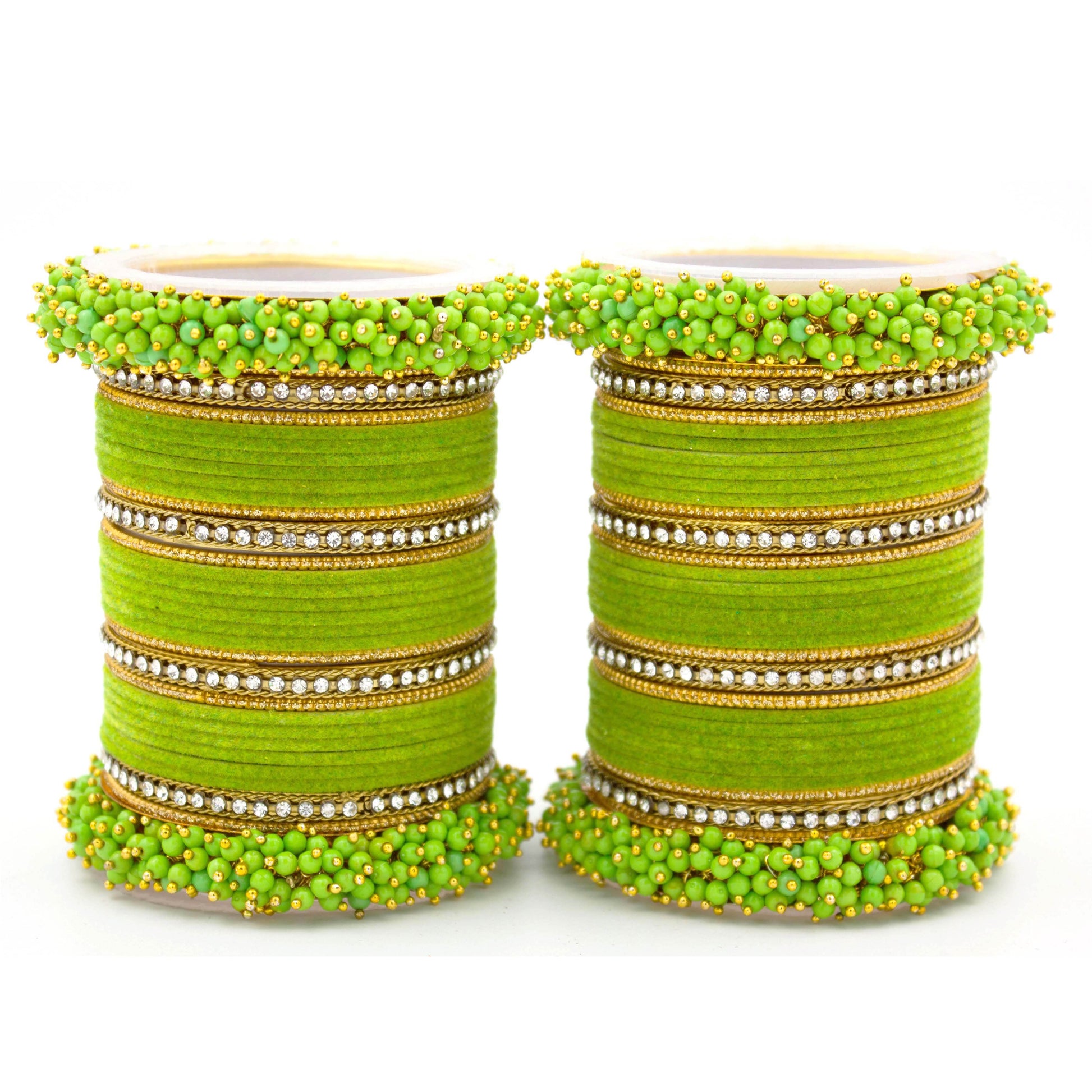 Set of 2 Fancy Bridal Bangle sets by T4 Jewels Parrot Green All Bangle Sets T4 Jewels