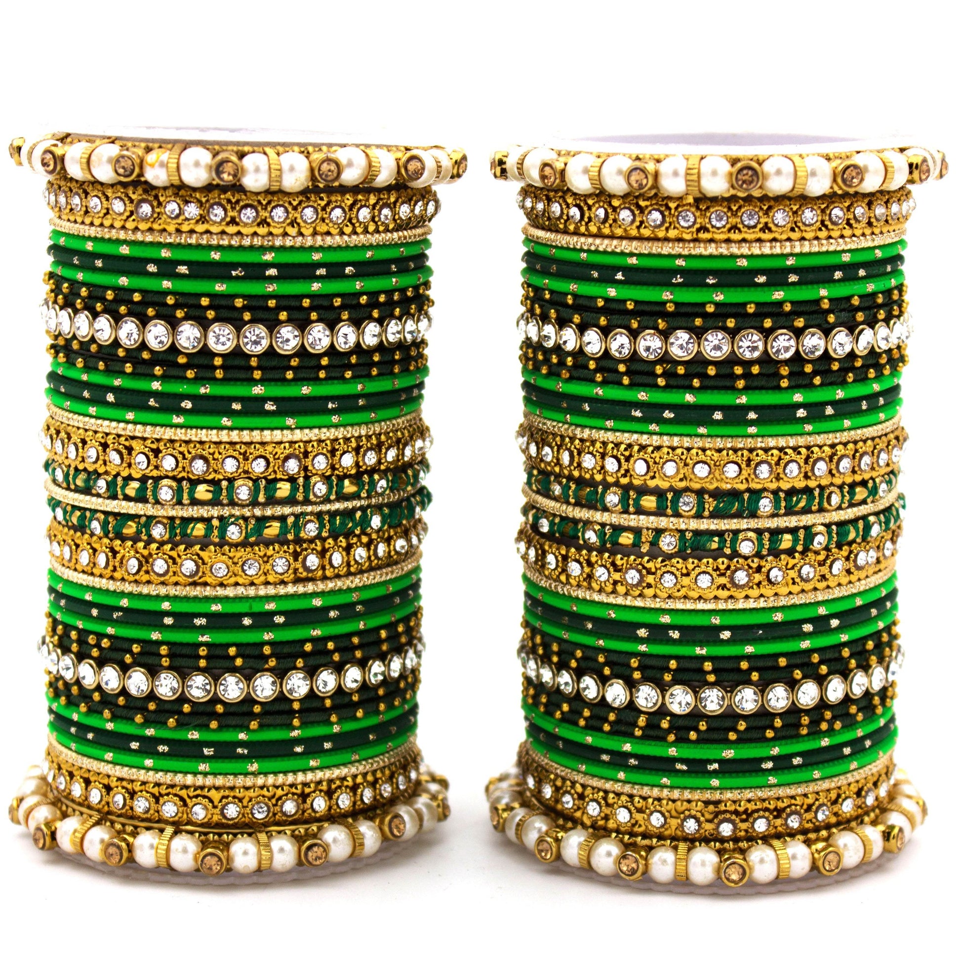 Set of 2 Fancy Bridal Bangle sets by T4 Jewels Green All Bangle Sets T4 Jewels