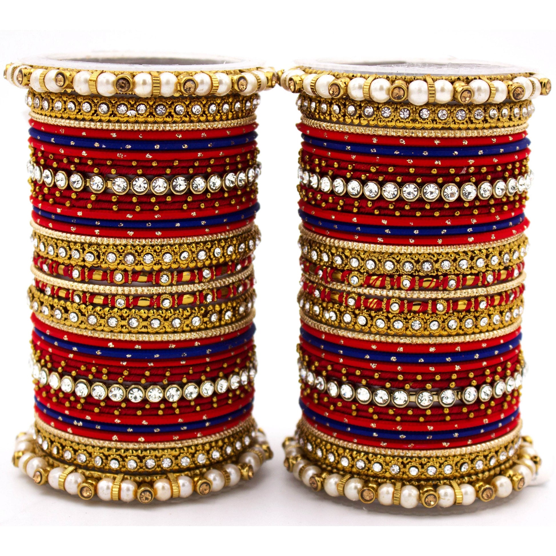 Set of 2 Fancy Bridal Bangle sets by T4 Jewels Red-Blue All Bangle Sets T4 Jewels