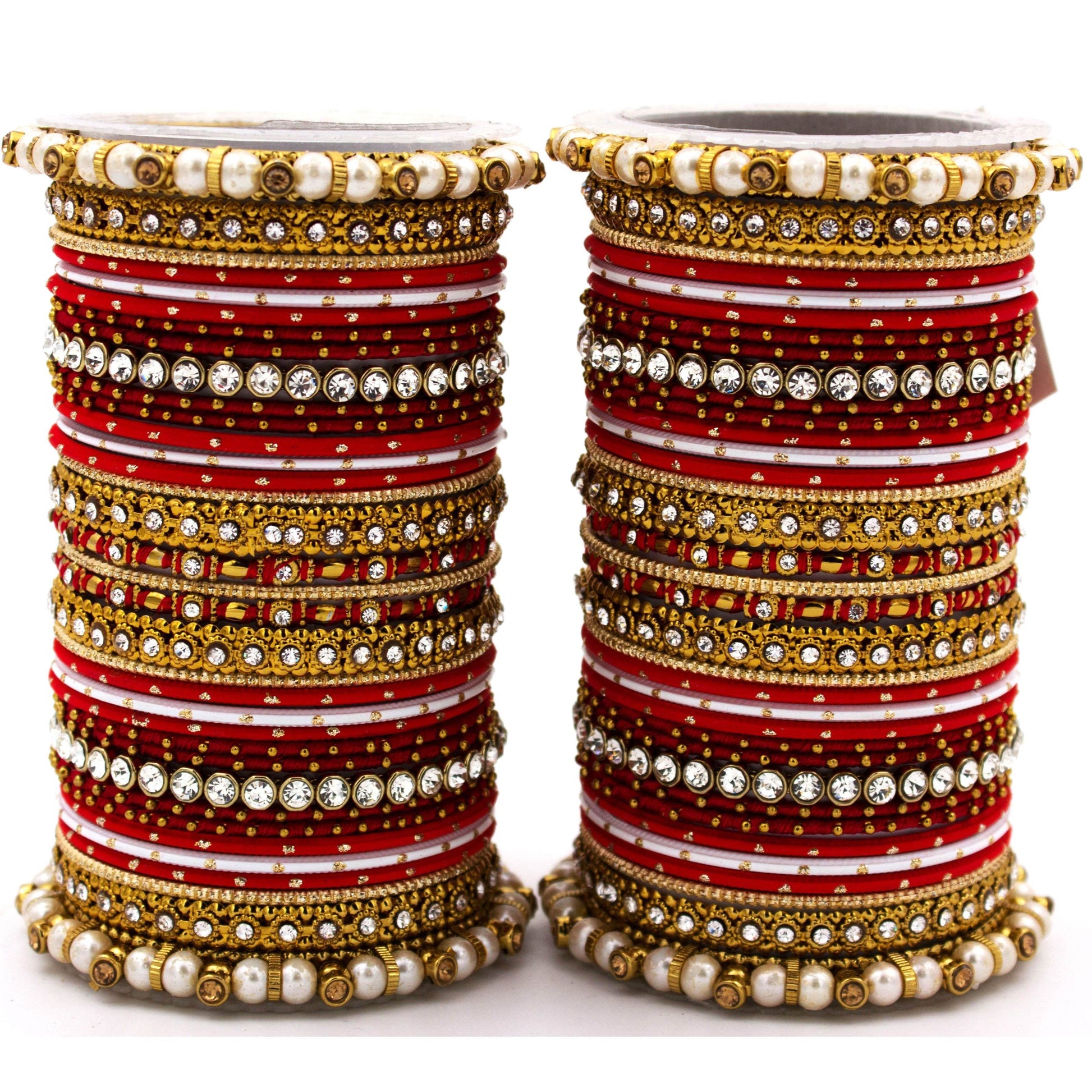 Set of 2 Fancy Bridal Bangle sets by T4 Jewels Red-White All Bangle Sets T4 Jewels