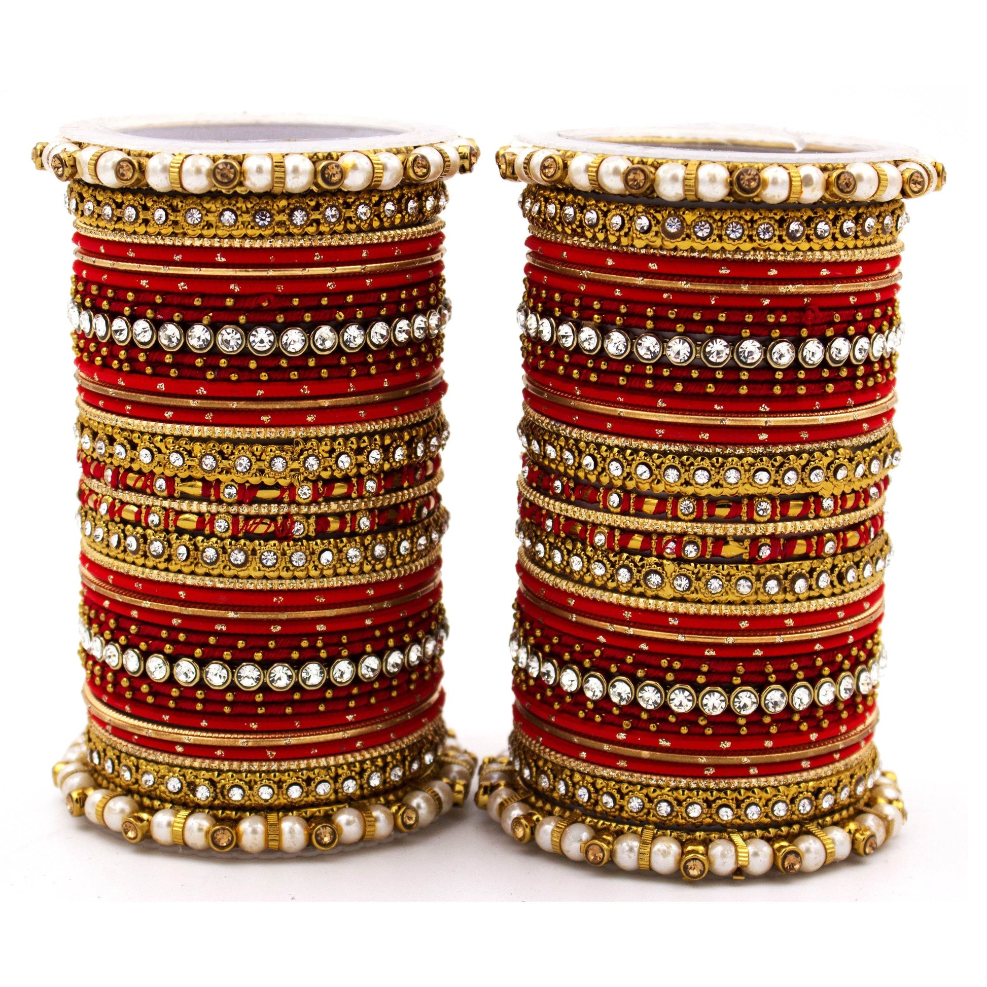 Set of 2 Fancy Bridal Bangle sets by T4 Jewels Red All Bangle Sets T4 Jewels