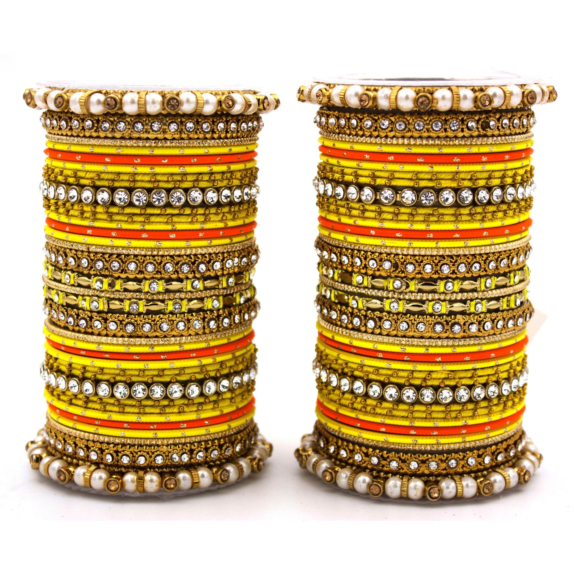 Set of 2 Fancy Bridal Bangle sets by T4 Jewels Yellow-Orange All Bangle Sets T4 Jewels
