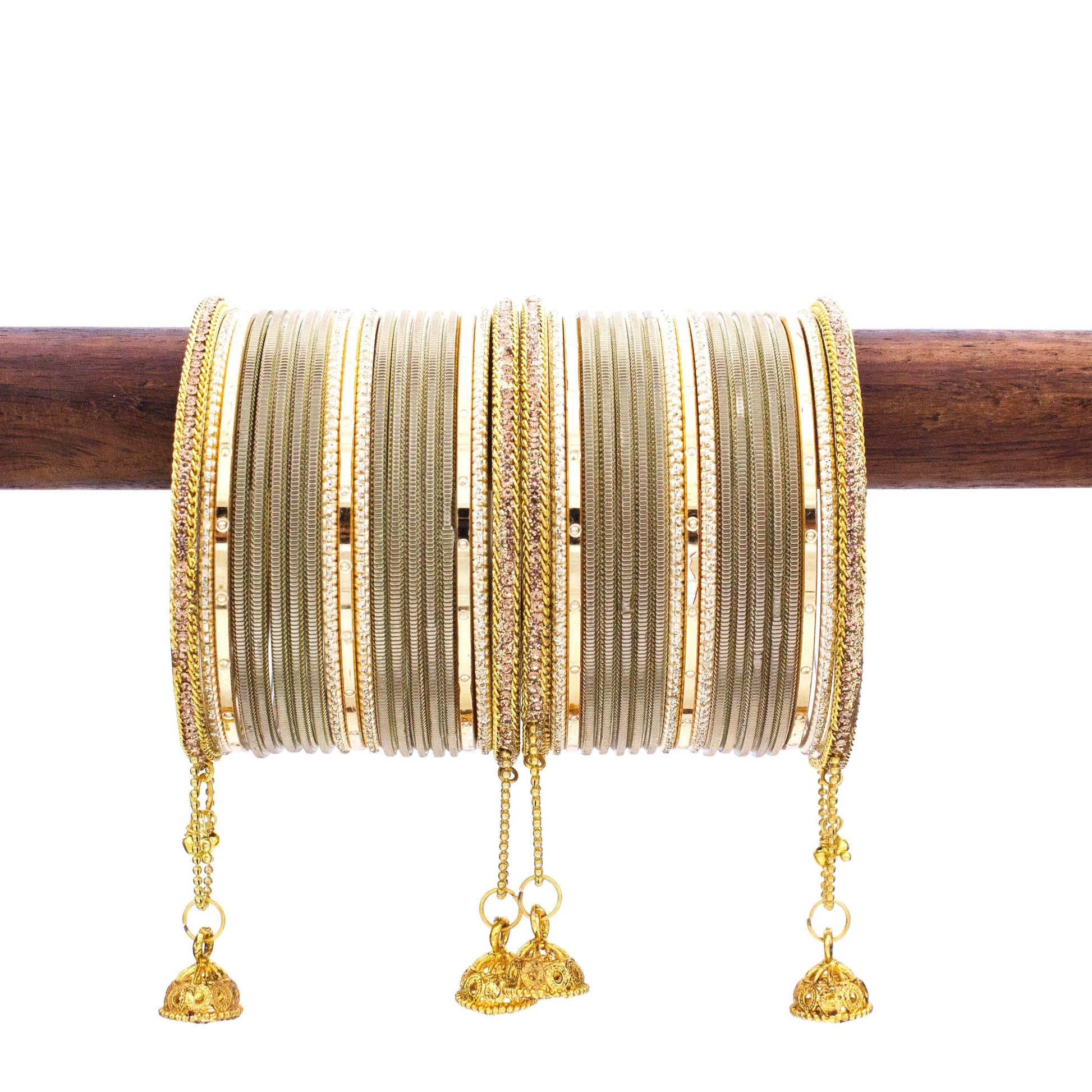 T4 Jewels Shining Bangle with Jhumki and Lac side Bangles for two hands Antique All Bangle Sets T4 Jewels