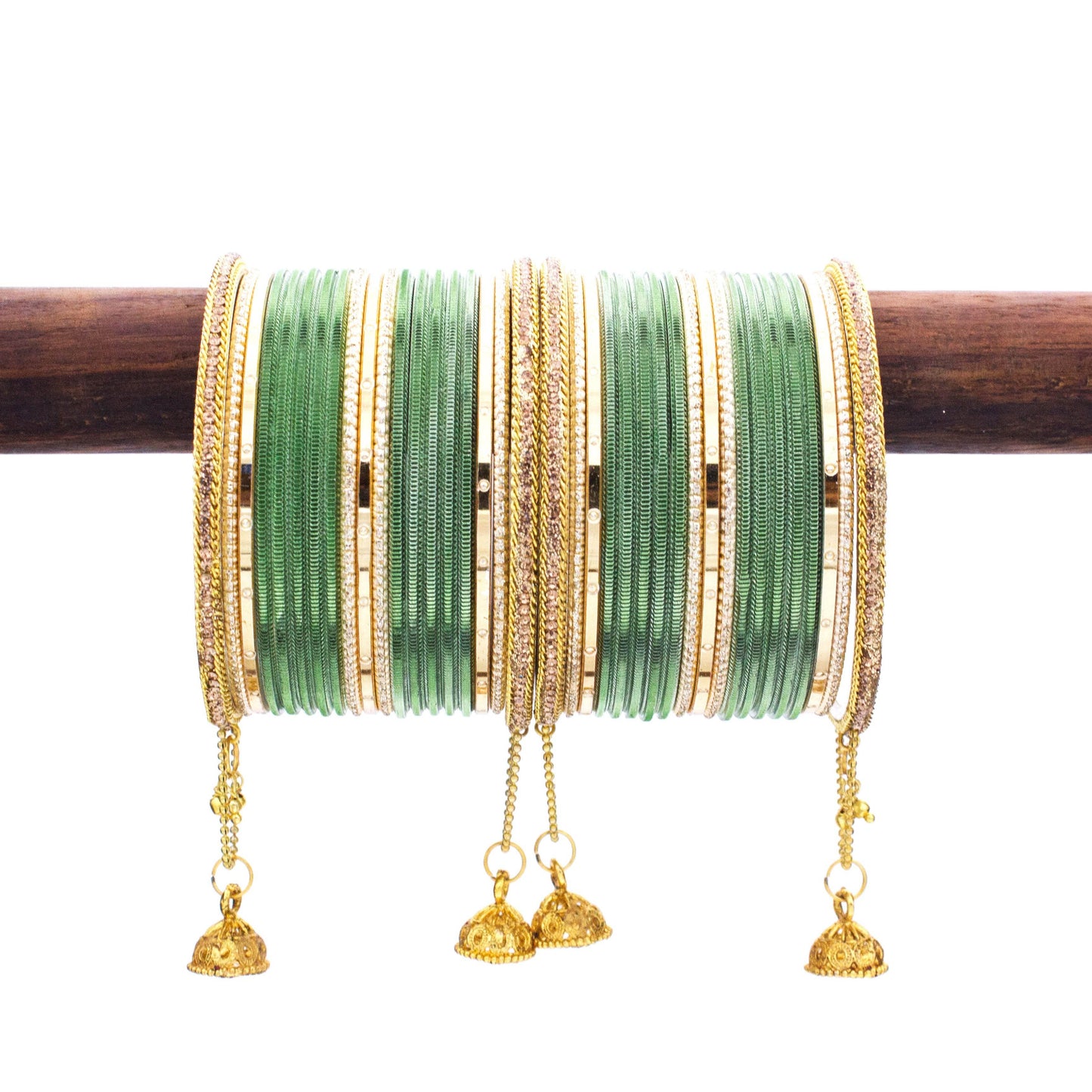 T4 Jewels Shining Bangle with Jhumki and Lac side Bangles for two hands Kai All Bangle Sets T4 Jewels