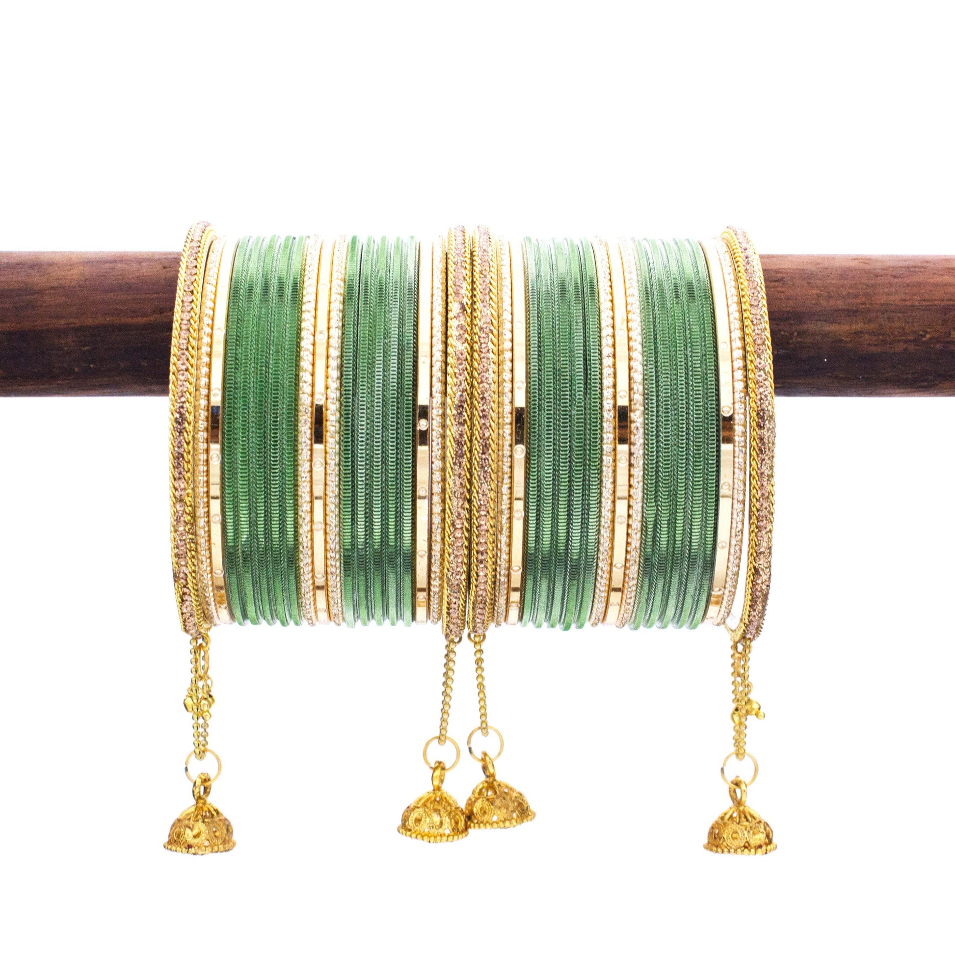 T4 Jewels Shining Bangle with Jhumki and Lac side Bangles for two hands Kai All Bangle Sets T4 Jewels