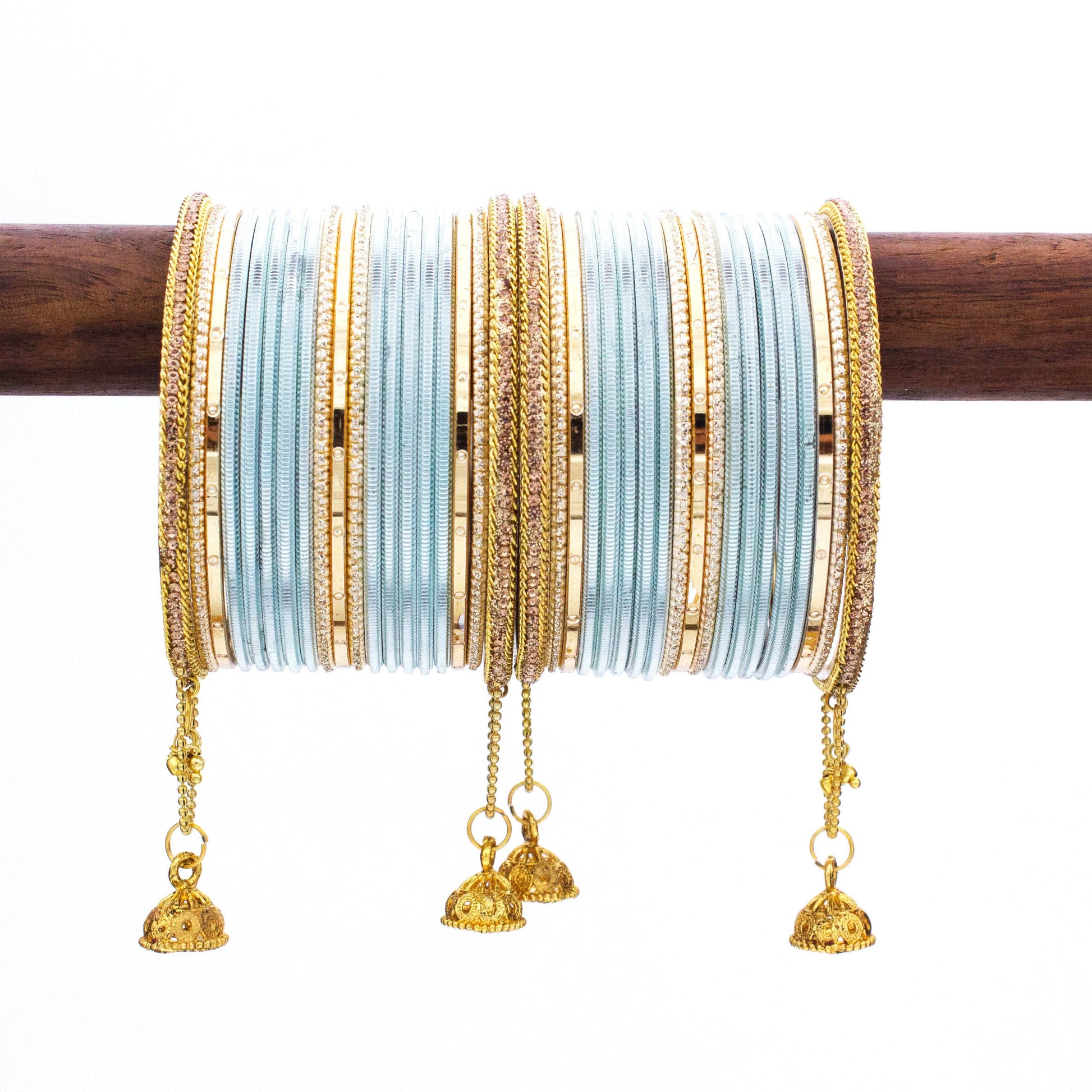 T4 Jewels Shining Bangle with Jhumki and Lac side Bangles for two hands Surf All Bangle Sets T4 Jewels