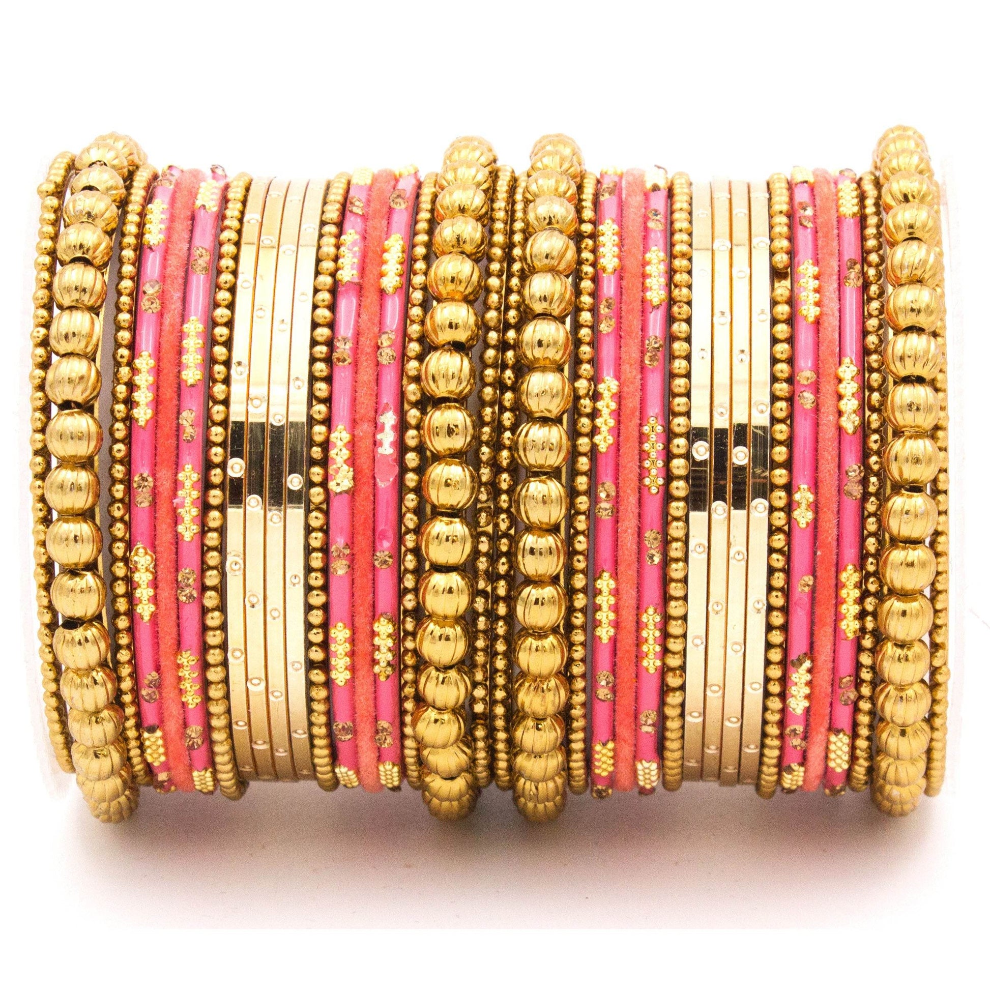 Traditional bangle set for two hands with velvet and meenakari bangles by T4 Jewels Gajri All Bangle Sets T4 Jewels