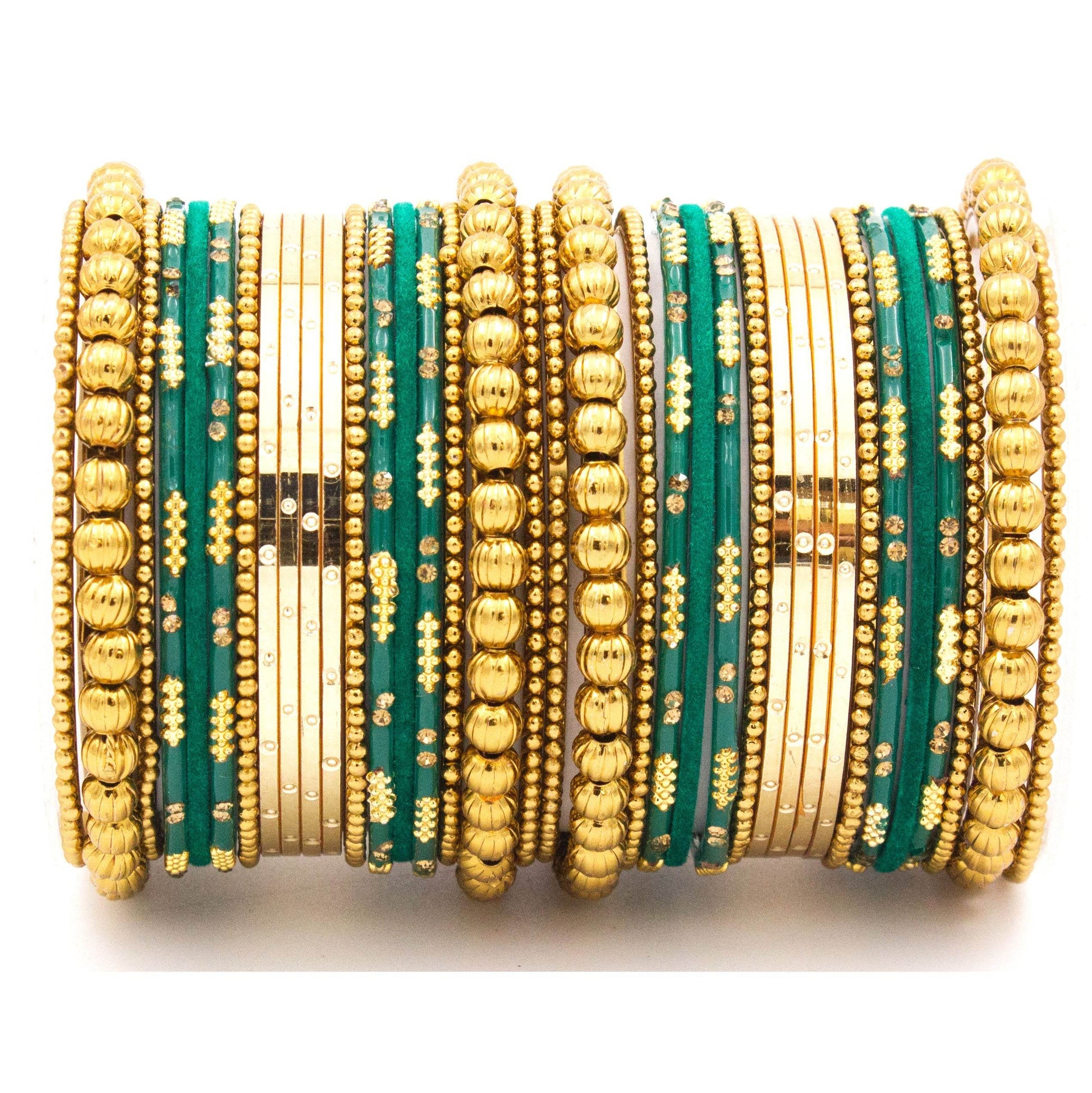 Traditional bangle set for two hands with velvet and meenakari bangles by T4 Jewels Radium All Bangle Sets T4 Jewels