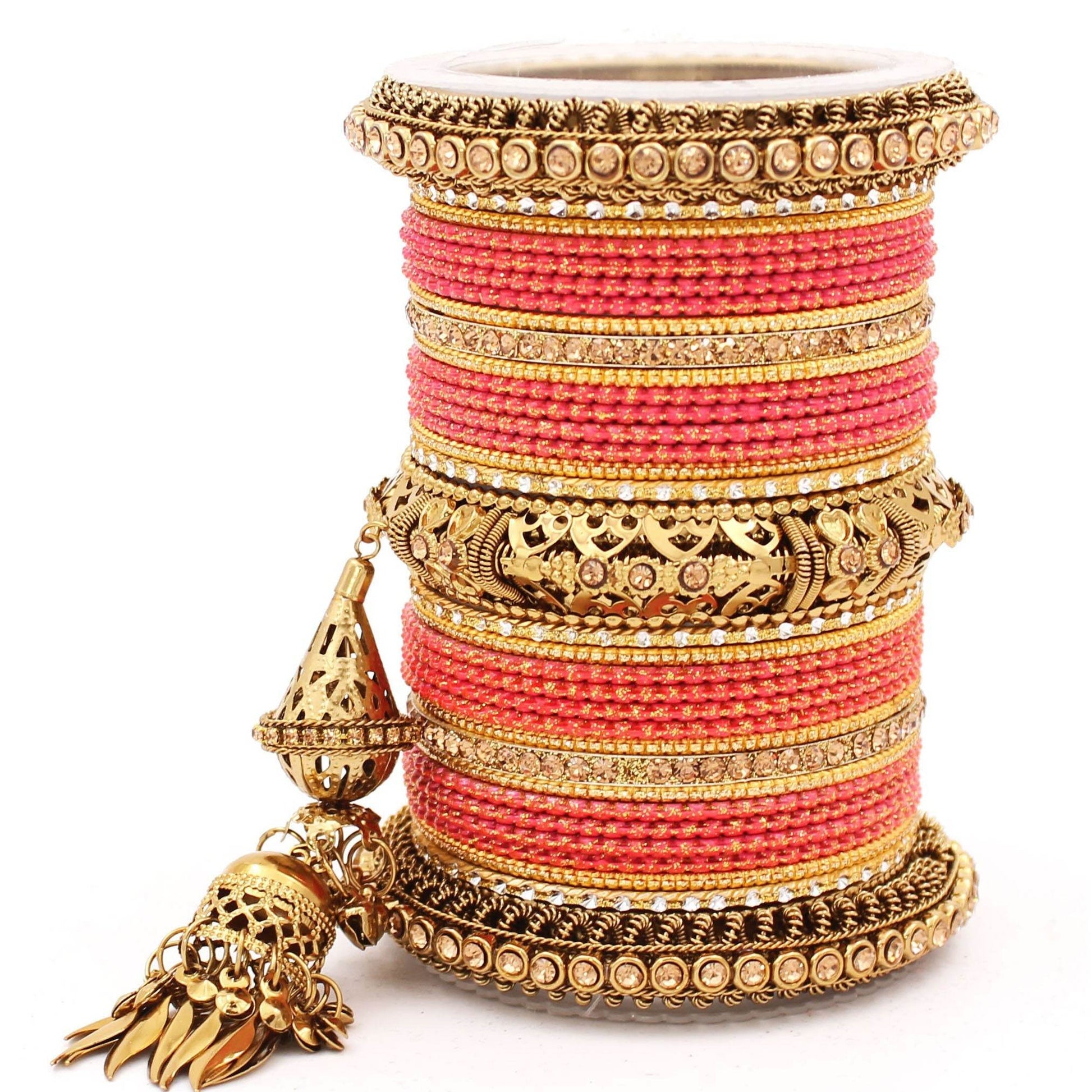 Antique Jhumki Latkan Bangle set for Women by T4 Jewels Gajri All Bangle Sets T4 Jewels
