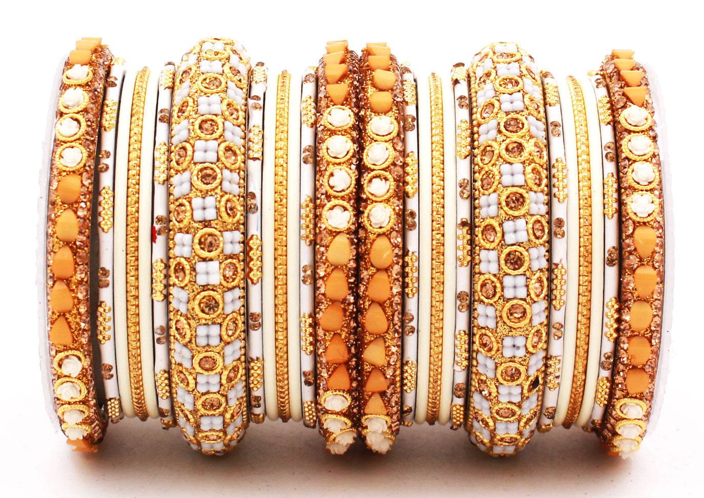 Traditional Lac Bangle set for Women by T4 Jewels Beige All Bangle Sets T4 Jewels