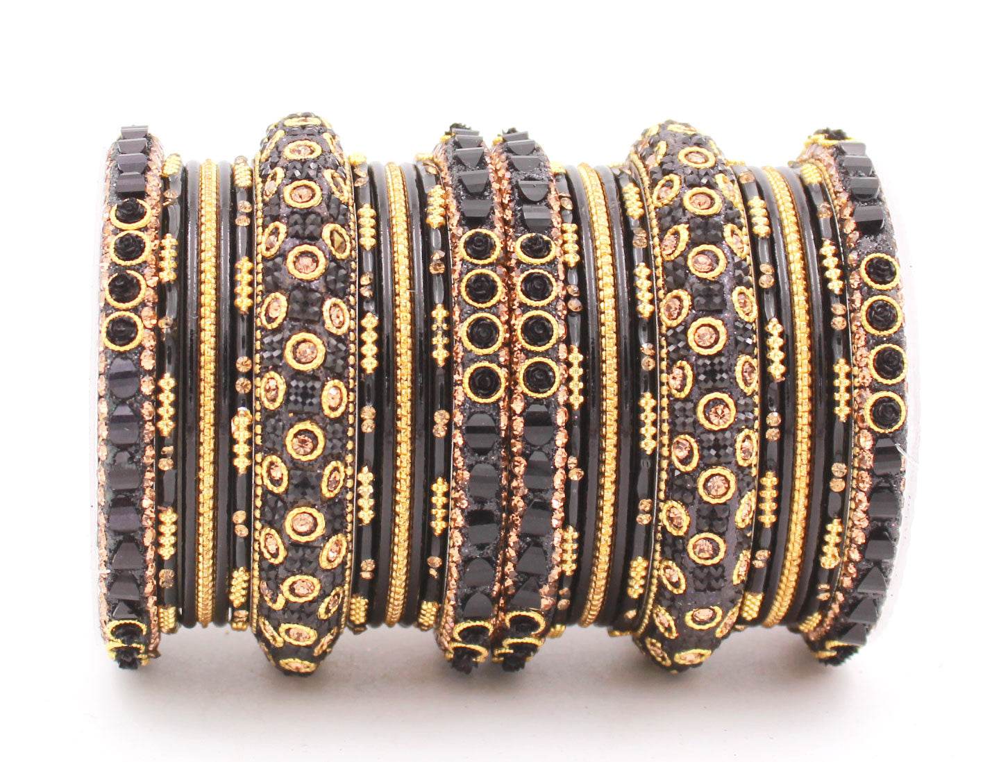 Traditional Lac Bangle set for Women by T4 Jewels Black All Bangle Sets T4 Jewels