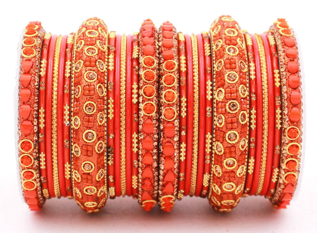 Traditional Lac Bangle set for Women by T4 Jewels Orange All Bangle Sets T4 Jewels