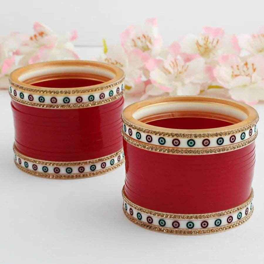 T4 Jewels Bridal Chuda With White Kada & Patti-Availbale In All Sizes (CH11Z) Bridal Chuda T4 Jewels