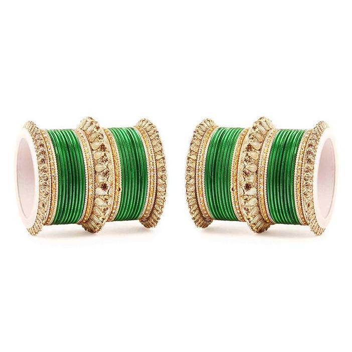 Set of 2 Royal Lac Bangle Set Green All Bangle Sets T4 Jewels
