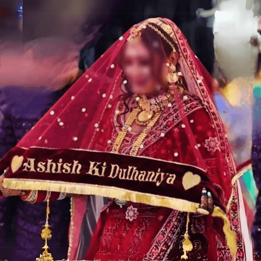 Bride Entry Customized Bridal Dupatta With Name For Wedding & Engagement Customized Chunri For Wedding T4 Jewels